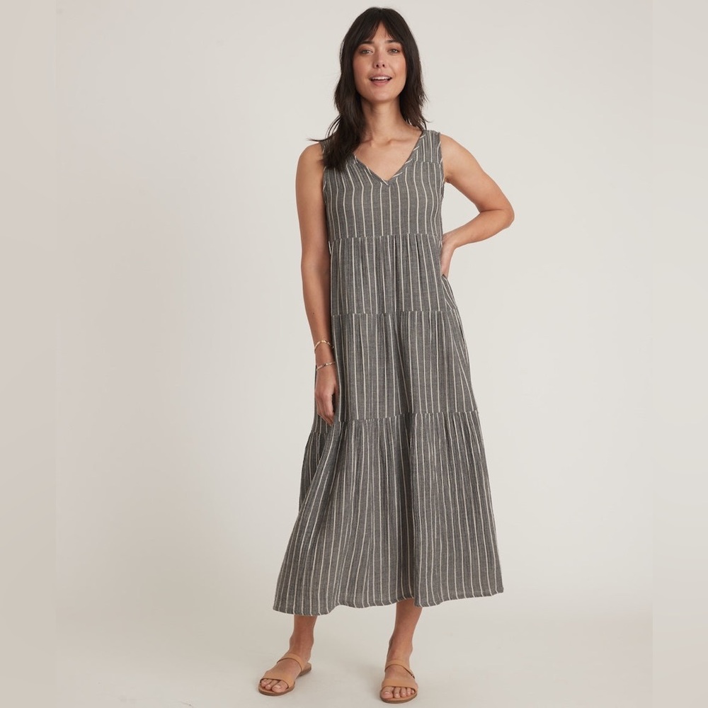 NWOT Marine Layer Corinne Maxi Dress in Black and White Stripe V-Neck Size Large - Picture 7 of 9